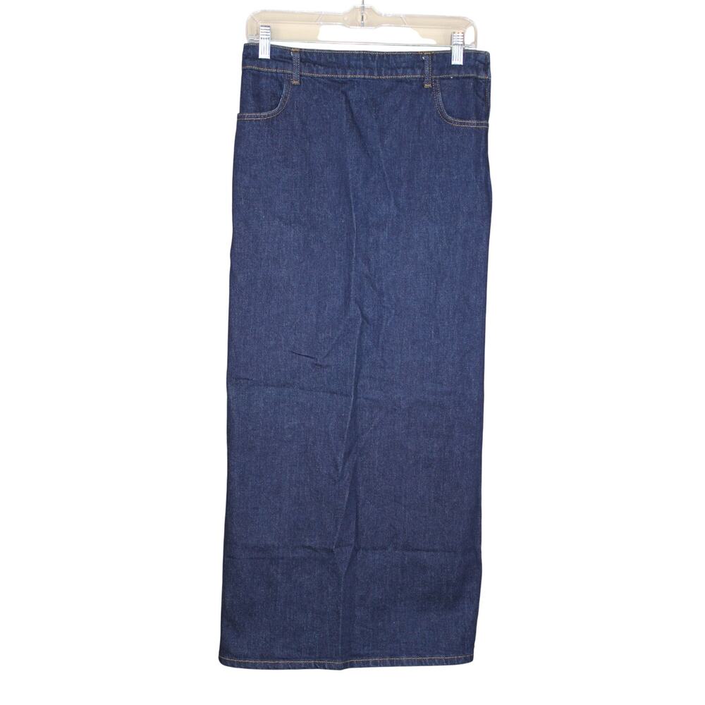Zara Dark Blue Denim Side Zipper Straight Pencil Casual Maxi Skirt Size S